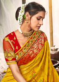 Indian Saree - Yellow And Red Silk Saree IN usa uk canada