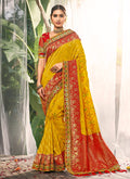 Yellow And Red Silk Saree