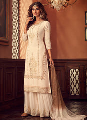 Off White Golden Designer Palazzo Suit