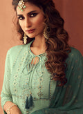 Mint Green Embroidered Designer Palazzo Suit, Salwar kameez