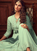 Mint Green Embroidered Designer Palazzo Suit