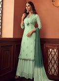 Mint Green Designer Palazzo Suit