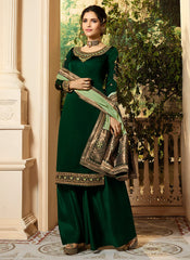 Green Dual Tone Palazzo Pant Suit