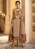 Light Brown And Red Palazzo Pant Suit