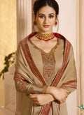Light Brown And Red Palazzo Pant Suit