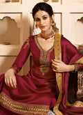 Red And Golden Palazzo Pant Suit