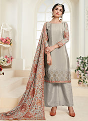 Silverish Grey Palazzo Suit