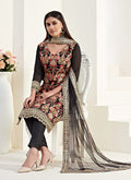 Indian Suits - Black Embroidered Pants Suit 