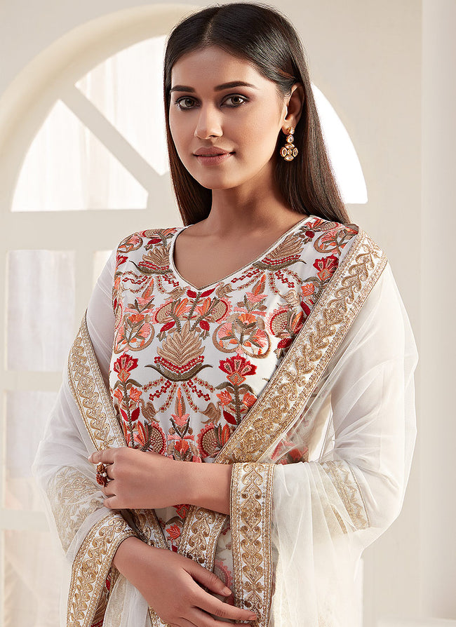 Indian Dresses - Off White Pants Style Suit