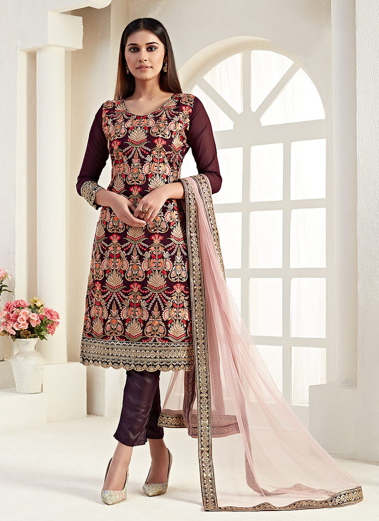 Wine Red Salwar Kameez