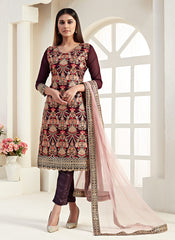 Wine Red Salwar Kameez