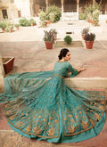 Aqua Blue Overall Embellished Lehenga/Pant Suit