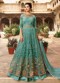 Aqua Blue Overall Embellished Lehenga/Pant Suit