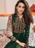 Green And Mauve Traditional Embroidered Anarkali Suit, Salwar Kameez