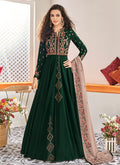 Indian Clothes - Green And Mauve Traditional Embroidered Anarkali Suit