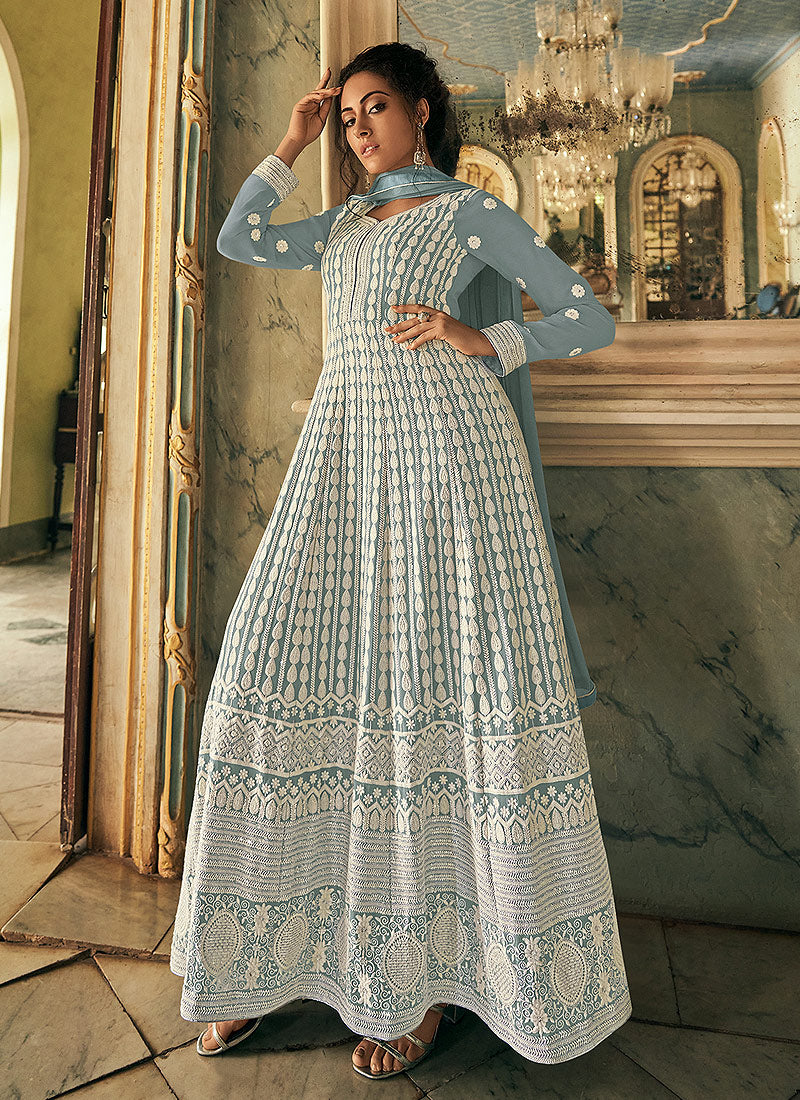 Blue Anarkali Suit In usa uk canada