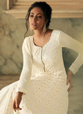 Off White Designer Anarkali Suit