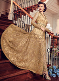 Beige With Golden Details Kalidar Anarkali Lehenga/Pant Suit