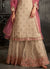 Beige And Pink Ethnic Embroidered Palazzo Suit
