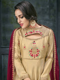 Beige And Red Ethnic Embroidered Anarkali Suit