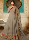 Beige Delicately Embroidered Kalidar Anarkali Suit