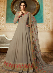 Beige Delicately Embroidered Kalidar Anarkali Suit
