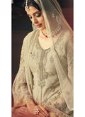 Beige Bling Multi Embroidered Flared Sharara Suit