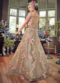 Beige Beauty Floral Embroidered Flared Anarkali Suit