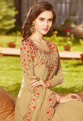 Beige With Multi Embroidered Georgette Anarkali Suit