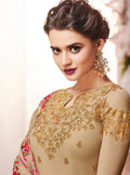 Beige Golden Multi Embroidered Flared Anarkali Suit