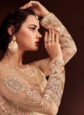 Beige Golden Fully Embroidered Anarkali Suit