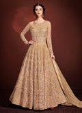 Beige Golden Fully Embroidered Anarkali Suit