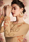 Beige Multicoloured Embroidered Anarkali Suit
