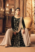 Black And Beige Traditional Embroidered Palazzo Suit