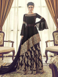 Black Embellished Indo-Western Style Gharara Suit