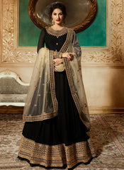 Black Delicately Embroidered Kalidar Anarkali Suit
