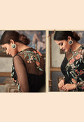 Black Multi Embroidered Flared Anarkali Gown Set