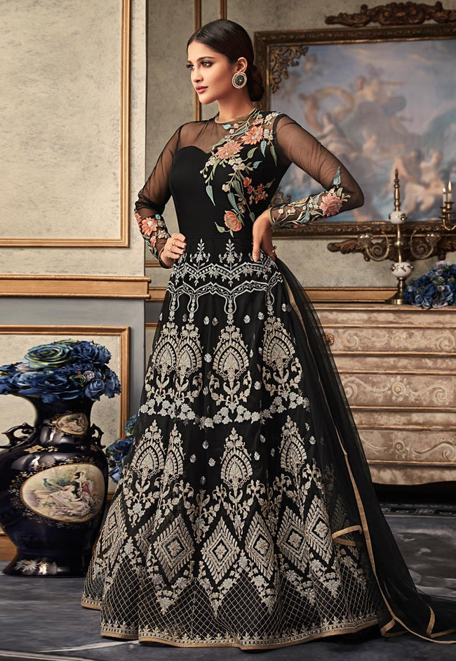 Black Designer Indian Georgette Anarkali Gown SFSA289802 – ShreeFashionWear