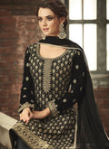Black With Gold Ethnic Embroidered Pant Suit