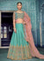 Blue And Blush Pink Embroidered Kaliyaari Lehenga Choli Set