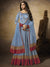 Blue And Red Minimalist Embroidered Anarkali Suit