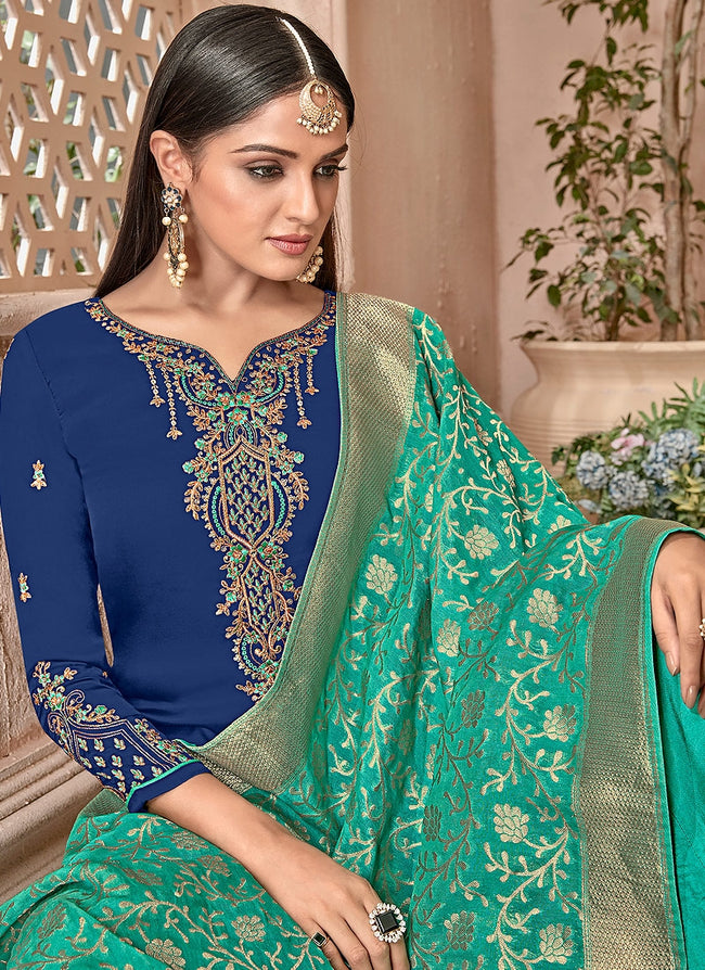Navy blue 2025 palazzo suit