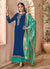 Blue And Turquoise Combination Embroidered Palazzo Suit
