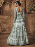 Blue Ethnic Embroidered Net Anarkali Suit