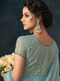 Blue Overall Bunch Embroidered Flared Anarkali Suit