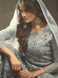 Bluish Grey Gown Style Anarkali Suit