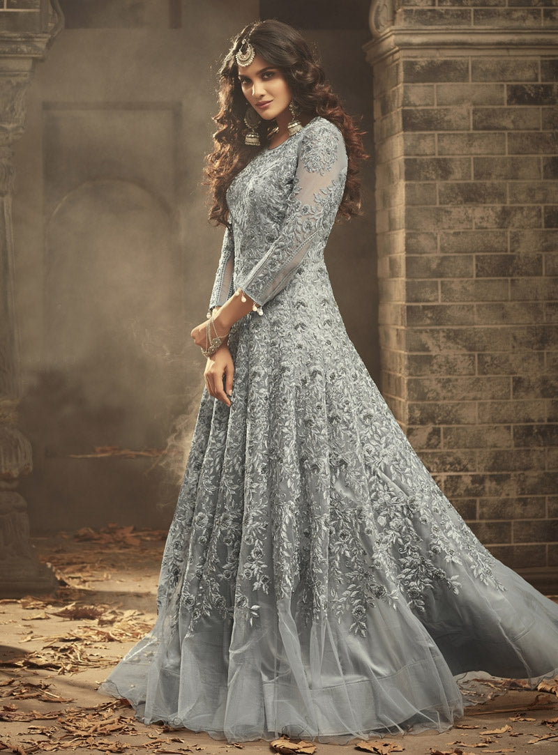 Gray anarkali cheap