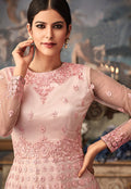 Blush Pink Embroidered Flared Anarkali Gown Set
