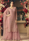 Blush Pink Multi Embroidered Flared Sharara Suit