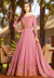 Blush Pink Golden Embroidered Georgette Anarkali Suit